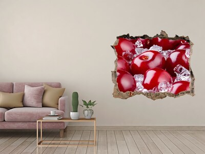 Zelfklevende muursticker 3D gat Sappige kersen op ijs