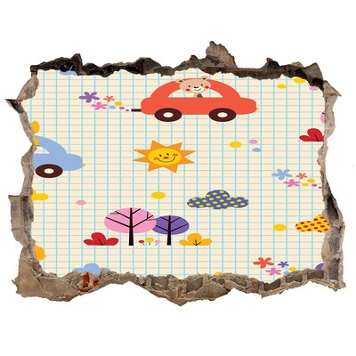 Zelfklevende 3D wandsticker illusie Een kinderwereld vol vreugde