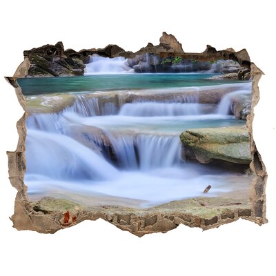 Zelfklevende 3D wandsticker illusie Waterval tussen de rotsen