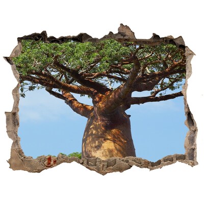 Zelfklevende muursticker 3D gat Baobab in een gat in de muur