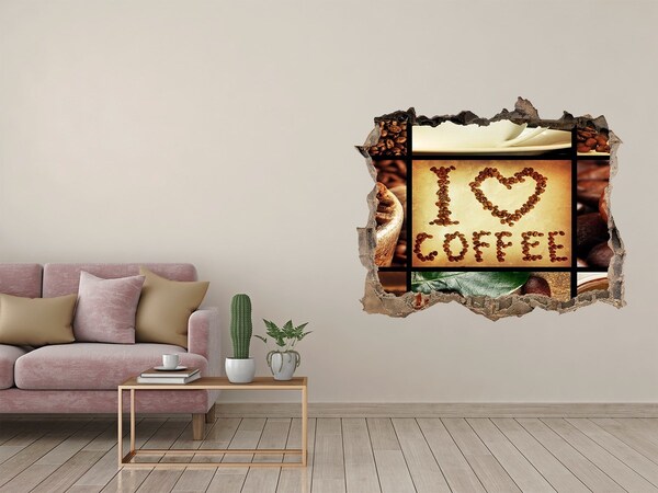 Wandsticker 3D doorkijk Koffie in het hart