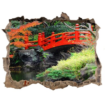 Zelfklevende muursticker 3D gat Japanse brug in de tuin