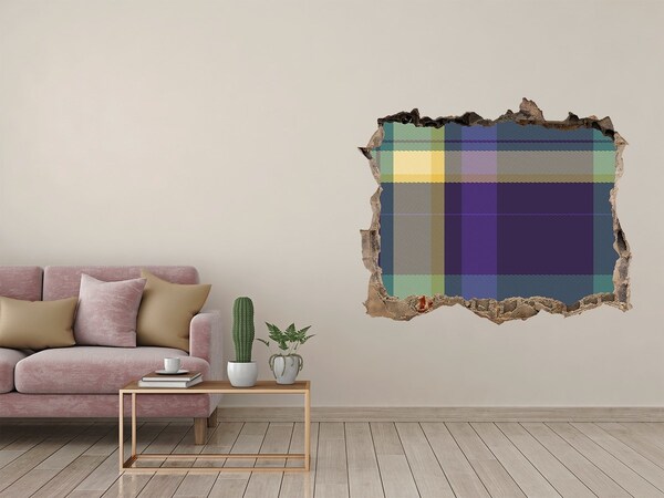 Wandsticker 3D doorkijk Geruit patroon op de muur