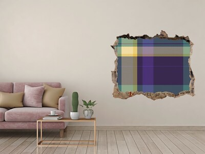 Wandsticker 3D doorkijk Geruit patroon op de muur