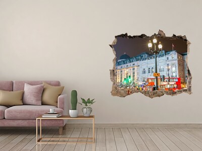 Wandsticker 3D doorkijk Een Londense straat 's nachts
