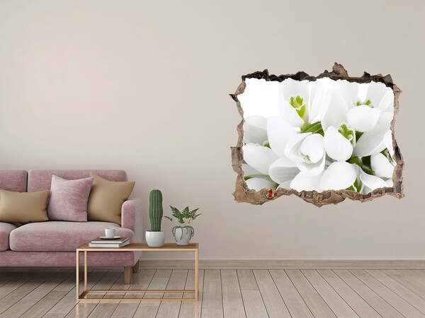 Zelfklevende 3D wandsticker illusie Bloemen in beton