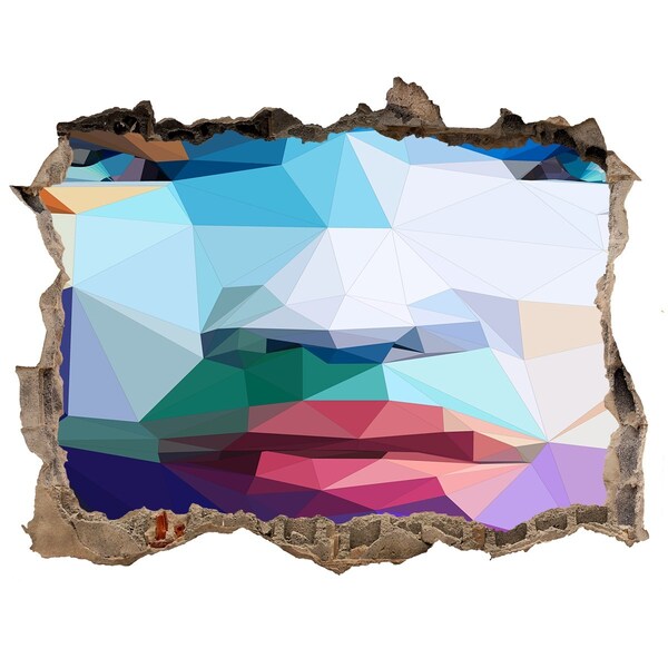 Zelfklevende muursticker 3D gat Een landschap in de kleuren van de geometrie.