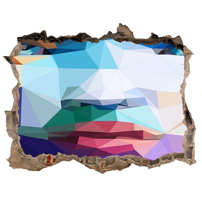 Zelfklevende muursticker 3D gat Een landschap in de kleuren van de geometrie.