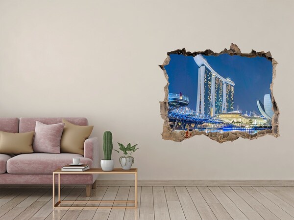 Zelfklevende 3D wandsticker illusie Moderne architectuur in Singapore