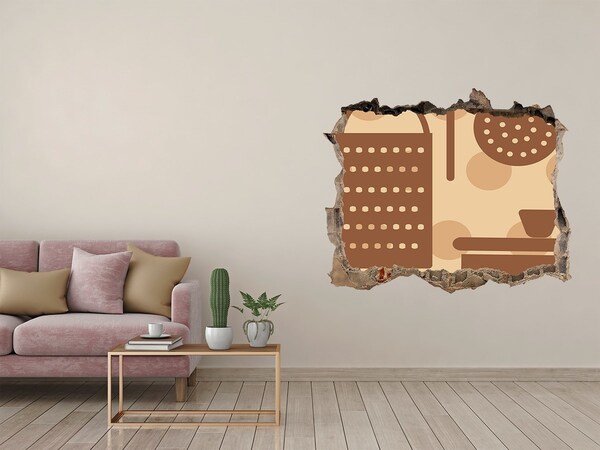 Zelfklevende 3D wandsticker illusie Interieur met een retro-thema