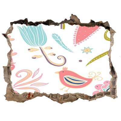 Zelfklevende muursticker 3D gat De kleurrijke wereld achter het gat