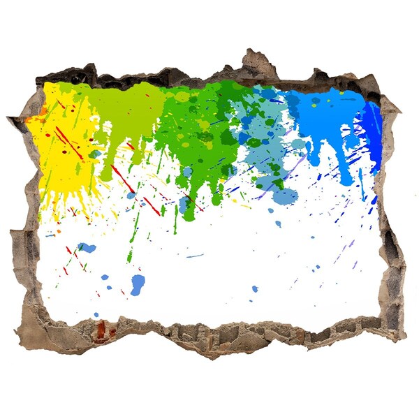 Zelfklevende muursticker 3D gat Een kleurrijke explosie in beton.