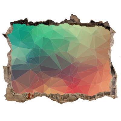 Zelfklevende 3D wandsticker illusie Kleurrijke geometrische vormen in een gat in de muur