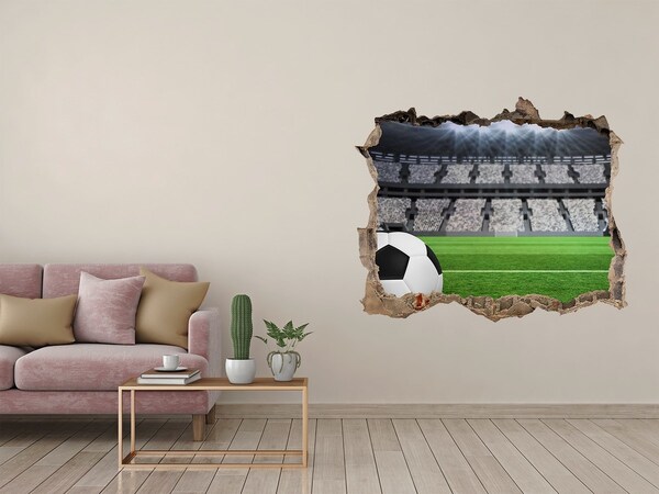 Zelfklevende muursticker 3D gat Voetbalstadion met een bal