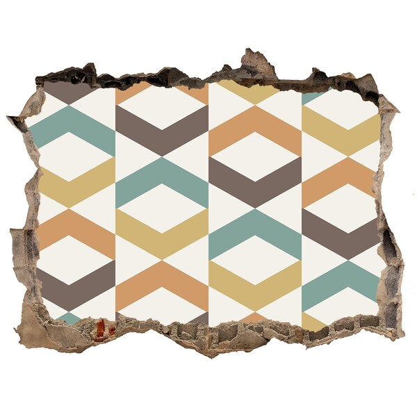 Zelfklevende muursticker 3D gat Geometrische patronen op de muur