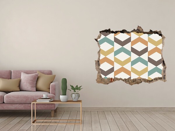 Zelfklevende muursticker 3D gat Geometrische patronen op de muur