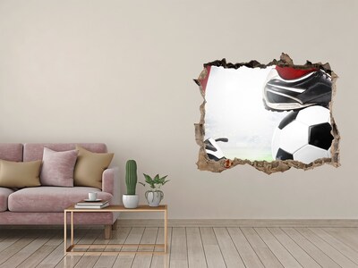 Wandsticker 3D gat met uitzicht Voetbalpassie tot ver buiten de muren
