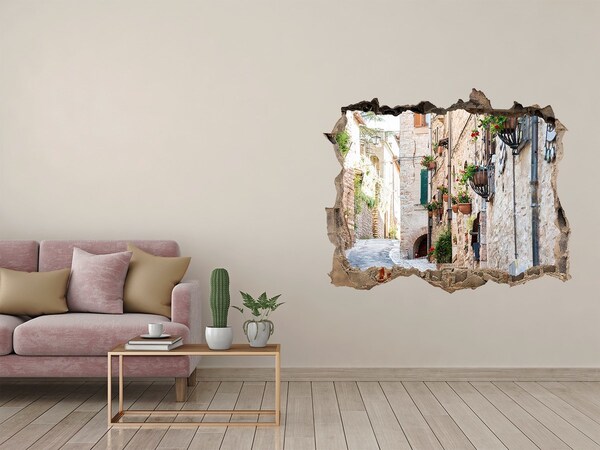 Wandsticker 3D doorkijk Een charmant stadje in Italië