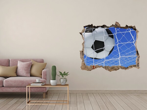 Wandsticker 3D doorkijk Een doelpunt in het voetbal