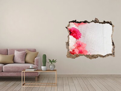 Zelfklevende muursticker 3D gat Een bloemenparadijs achter de muur