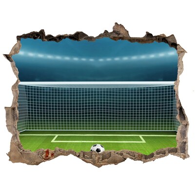 Wandsticker 3D doorkijk Het voetbalstadion achter het gat in de muur.