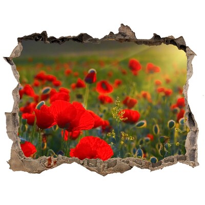 Wandsticker 3D gat met uitzicht Een verborgen bloemenparadijs