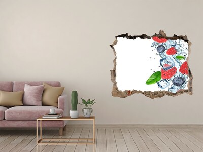 Wandsticker 3D gat met uitzicht Fruitcocktail met ijs