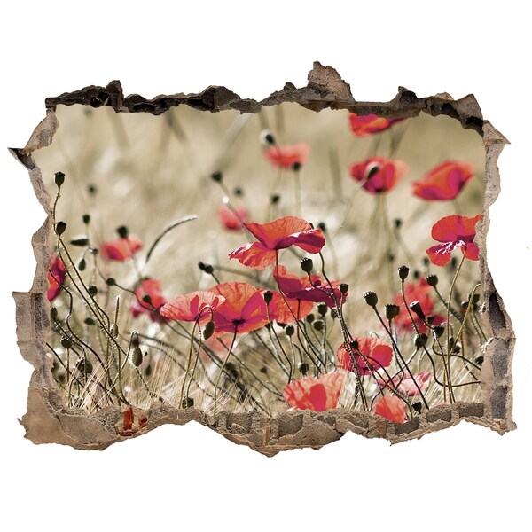 Zelfklevende 3D wandsticker illusie Een bloemenparadijs te midden van beton.