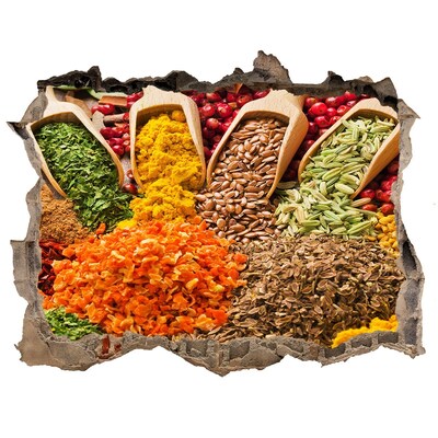 Wandsticker 3D doorkijk Kleurrijke specerijen op het marktplein