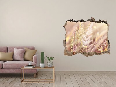 Zelfklevende 3D wandsticker illusie Bloemenweide achter de muur
