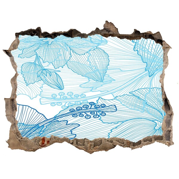 Wandsticker 3D doorkijk De onderwaterwereld in blauw