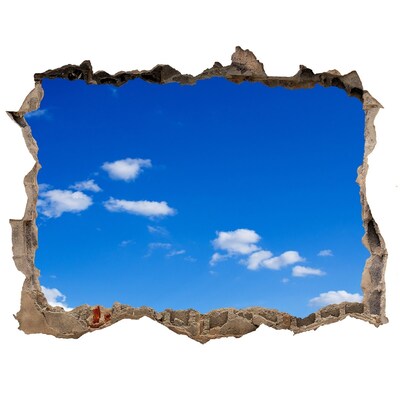 Zelfklevende muursticker 3D gat Blauwe lucht met wolken