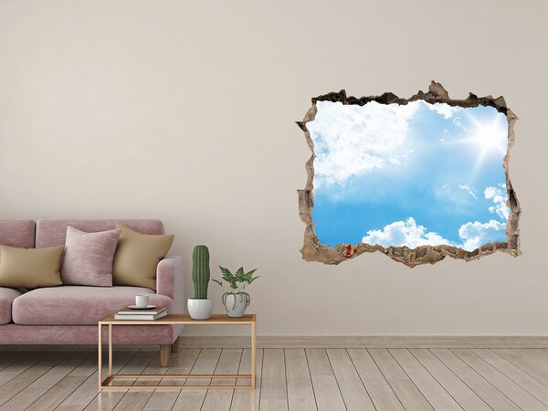 Wandsticker 3D doorkijk Blauwe lucht met wolken