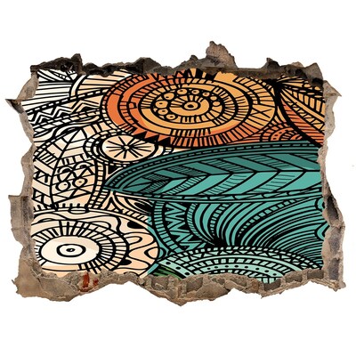 Zelfklevende muursticker 3D gat Kleurrijke patronen op een stenen achtergrond