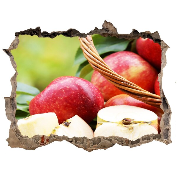 Wandsticker 3D doorkijk Zoete appels in een mand