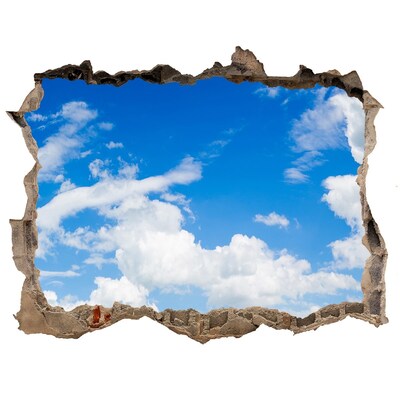 Zelfklevende muursticker 3D gat Blauwe lucht met wolken