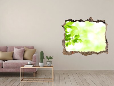 Wandsticker 3D gat met uitzicht Groen paradijs achter de muur