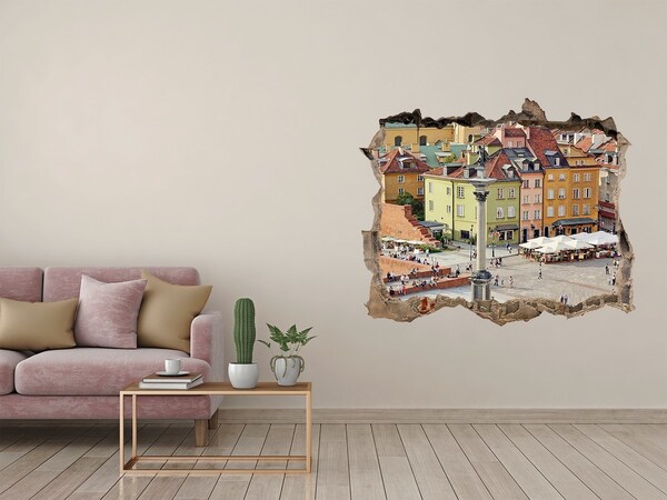 Wandsticker 3D doorkijk Het Oude Stadsplein van Warschau
