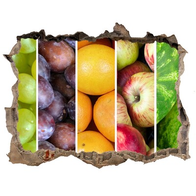Zelfklevende 3D wandsticker illusie Fruit in beton