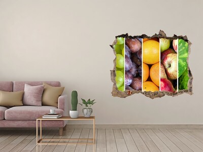 Zelfklevende 3D wandsticker illusie Fruit in beton