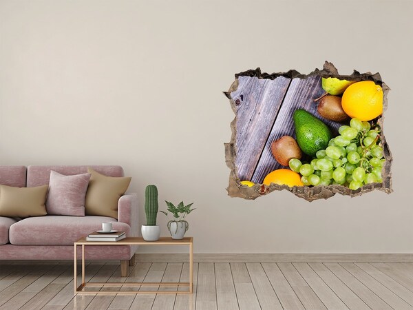 Zelfklevende muursticker 3D gat Fruitparadijs achter de muur