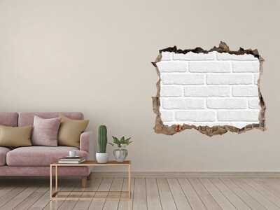 Zelfklevende 3D wandsticker illusie Een beschadigde muur met witte bakstenen.