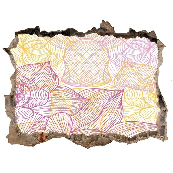 Wandsticker 3D doorkijk Gat in de muur Bloemenpatroon