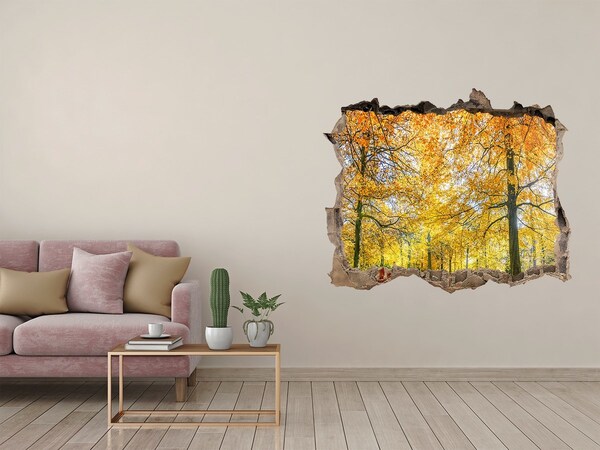 Wandsticker 3D doorkijk Gouden herfst in het bos