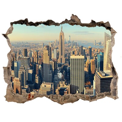 Zelfklevende 3D wandsticker illusie Uitzicht op New York