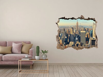 Zelfklevende 3D wandsticker illusie Uitzicht op New York