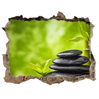 Zelfklevende 3D wandsticker illusie Een oase van rust met stenen