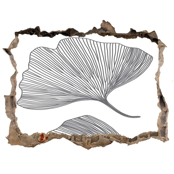 Zelfklevende muursticker 3D gat Bladeren in beton