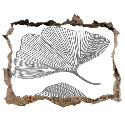 Zelfklevende muursticker 3D gat Bladeren in beton