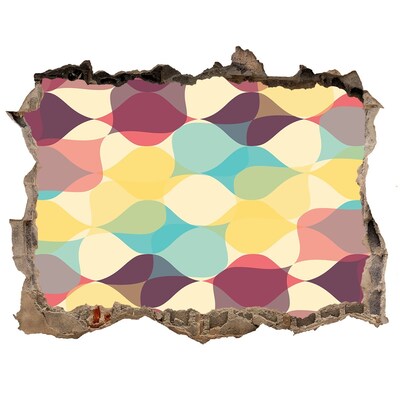 Zelfklevende 3D wandsticker illusie Kleurrijke golven op de muur